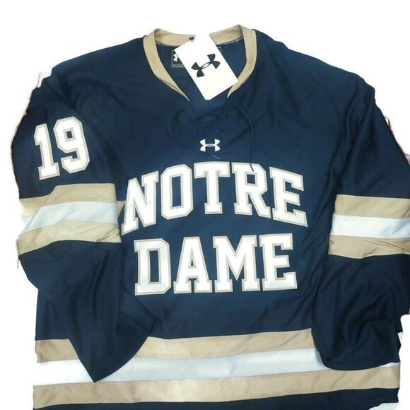 Under Armour Mens Size L Notre Dame Fighting Irish 2015 CECIN #19 Hockey Jersey - Picture 1 of 8